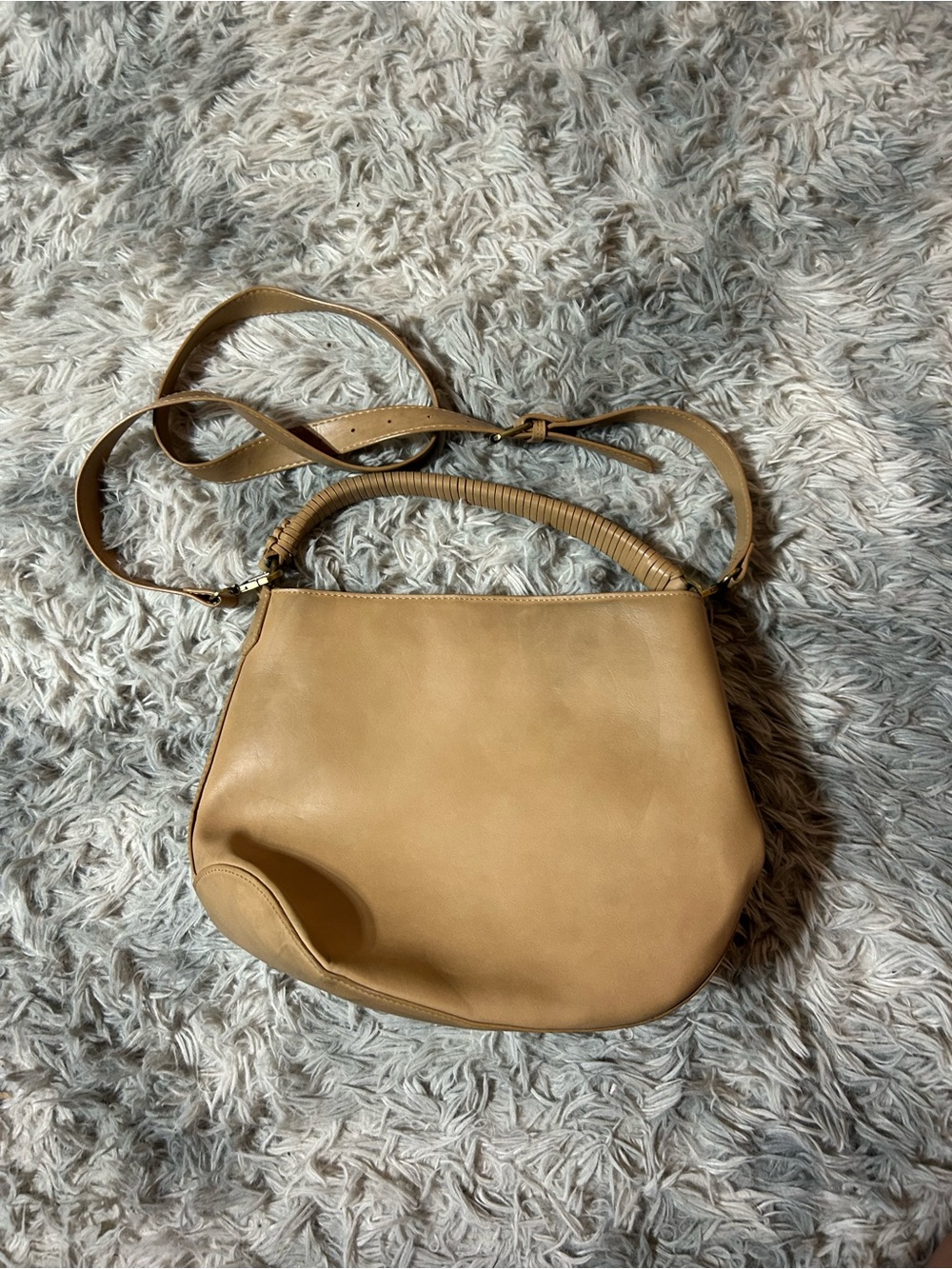 SHEIN Tan Wrapped-Handle Crossbody Shoulder Bag